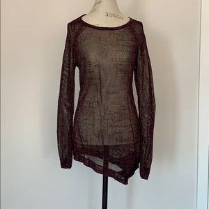 Burgundy mesh knit top